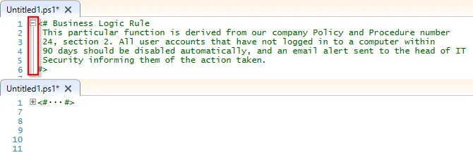 PowerShell Multi-Line Comment Collapse Example