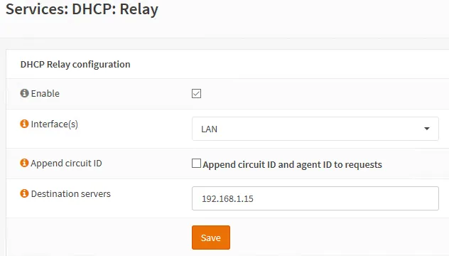 Enabling OPNSense DHCP Relay.
