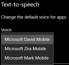 Default Windows 10 Text-to-Speech Voices
