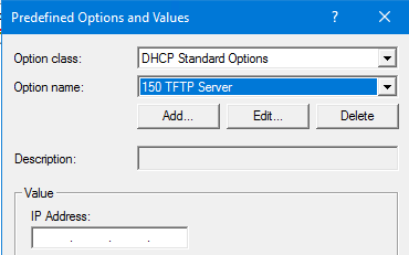 New TFTP Server option definition.