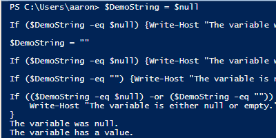 Test Powershell Variable For Null Empty String And White Space