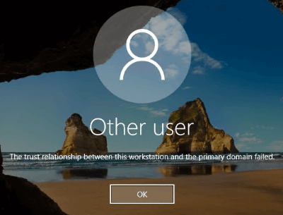 The trust relationship between this workstation and the primary domain has failed.